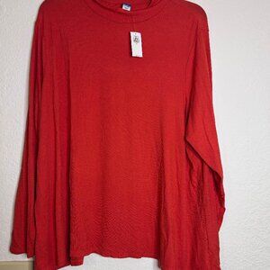 Old Navy Luxe Red Orange Mock Neck Long Sleeve Top Size XL